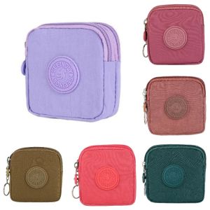 URBAG สีทึบทึบ กระเป๋าใส่เหรียญ กันน้ำกันน้ำได้ พร้อมพวงกุญแจแหวน กระเป๋าสตางค์พวงกุญแจ ทนต่อการสึกหรอ กระเป๋าเงินสำหรับใส่เงิน