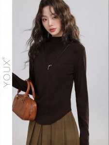 YOUXIANG | Áo Sweater Đồ Lót Mùa Thu-Đông Cổ Trụ Dài Nửa