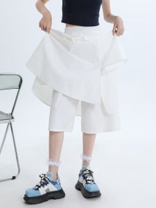 QIAOMIDUO | High Waist White Sports Skort Womens Street Style Casual Mid-Length Skirt-Pant Spring Summer Trendy Plus Size Dopaamine Outfit