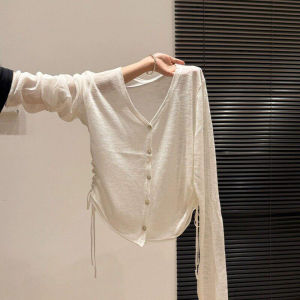 High-end Stylish Design V-neck UV Protection Knit Long Sleeve Cardigan