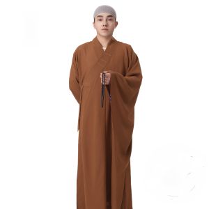 Quần Áo Tu Sĩ Nam Tay Rộng Sea Qing Bằng Vải Lanh Màu Trơn Dài Thường Ngày Cho Người Trung Niên Mặc Đi Làm