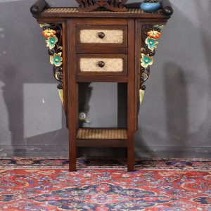 บัว ฟักทอง ดอกไม้ องุ่น ลวดลาย โต๊ะบูชา ธูปบูชา บรรพบุรุษ ศาลเจ้าไท่ เทพเจ้าแห่งความมั่งคั่ง พระพุทธรูป โต๊ะบูชาไม้เนื้อแข็ง