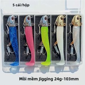 Bộ 5 105mm Nhân Tạo Mồi Mềm Phát Sáng Cá Thu Biển Viên Đạn Mồi Câu Cá Cho Bass Snapper Wobblers Swimbait Jigging Mồi Bộ