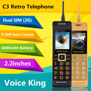 C3 Big Battery Long Standby 2G Retro Telephone 2.2inches  0.3MP Rear Camera Bluetooth  MP3 FM Radio Dual SIM Mobile Phone