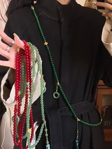 ZTOYL Natural Stone Prayer Necklace Buddha Meditation Green Necklace Long Tassel Chokers Gift
