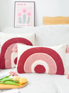 Áo Chăn Gối Hình Chữ Nhật Màu Hồng Dễ Thương Phong Cách INS Cho Ghế Sofa Phòng Khách Và Đầu Giường Chất Liệu Polyester Mềm Mại