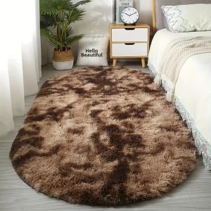 VIKAMA Silky Plush Thảm Hình Bầu Dục Mềm Mại Thảm Trải Sàn Phòng Ngủ Cạnh Giường Ngủ Diện Tích Lớn Phòng Khách Trong Nhà Trang Trí Nhà Cửa Polyester Chống Phai Màu