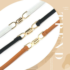 Yolanda【มีสินค้าในสต๊อก】 เข็มขัด แบบบาง ปรับความสั้น ยาวได้ แฟชั่นเรียบง่าย สไตล์เกาหลีเรโทร สําหรับผู้หญิง PU Belt