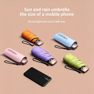 clu UV Protection Mini Pocket Umbrella Flat 6-Fold Lightweight Portable Sunshade Parasol Rain Umbrella ulc