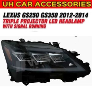 Lexus GS250 GS350 Triple Projector Led Headlamp With Signal Running ( Clear + Black )