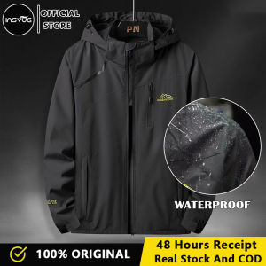 INSVUG Mens Outdoor Hiking Jacket Men Spring Autumn Sports Rain Coat Climbing Trekking Windbreaker Fishing Waterproof Hooded Jackets