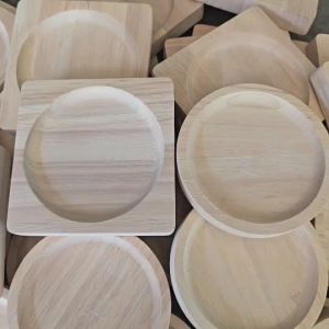 จานรองแก้ว ที่รองแก้ว ไม้ยางพารา แบบเปล่า ขนาด 9 ซม. ราคาส่ง