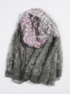 Khăn Choàng Lụa Dài Mùa Hè Cho Nữ Họa Tiết Da Báo Ren Mỏng Hai Mặt Khăn Choàng Đi Biển Khăn Choàng Lụa Lụa Georgette