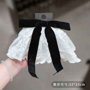 Korean Style Half up Bun Hair Clip Womens New 2025 Spring Summer Butterfly Knot Lace Hem Skirt Hairpin Alloy Plated Silver