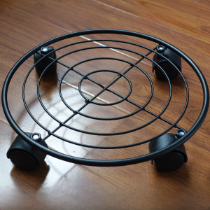 Iron Art Mobile Plant Pot Tray Balcony Green Ivy Stand Base with Rolling Wheel Living Room Flower Rack Easy to Move Design