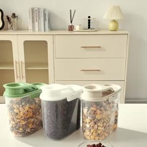 2L Airtight Dog Food Storage Container Transparent Dust-proof Anti-moisture Grain Dispenser Large Capacity Puppy Barn Bunny Use