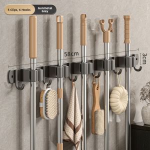 WEIMEIYUAN | Multi-Function No-Drill Wall Mount for Mop and Broom Stainless Steel