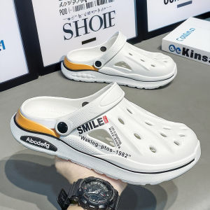 Mens Summer Wearable Hole Shoes Soft Bottom Wear-Resistant Driving Beach Head Covering Slippers Sporty Two-In-One Cool Sandals