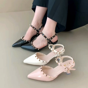 LOEI Rihanna Stud Sling - Sepatu Hak Runcing dengan Aksen Paku Keling 2226