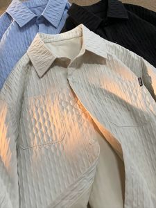 Embossed Beige Apricot Long-Sleeves Shirt: Fall & Winter Fashion Essentials