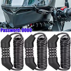 Motorcycle Bicycle Anti-Theft Chain 4-Digit Password Combination Helmet Lock Safety Portable Cable Lock Durable Wire Rope