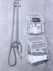 Bathroom Waterproof Storage Bag Transparent Strap Mobile Phone Pocket Innovative Design PVC Waterproof Beg Penyimpanan