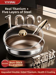 YIYIPAI | Non-stick Stainless Steel Titanium Flat Pan