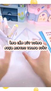 Ống Đựng Bút Trong Suốt Lọ Cắm Bút Nhựa Acrylic Hình Vuông Dày Dặn (Không Sticker)