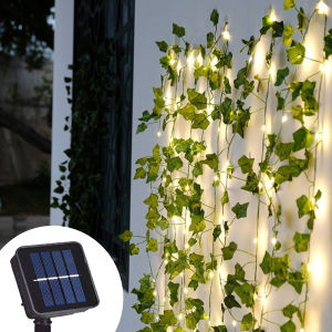 Green Leaf String Lights Solar LED Rattan Ivy Vine Fairy Lights For Garden Party Wedding Terrace Campping Courtyard Decoration