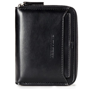 Compact Retro Wallet for Men Distressed PU Leather Zipper Coin Pocket Multi-Card Organizer Gift