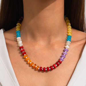 Ingemark Bohemian Colorful Acrylic Beads Choker Necklace for Women Fashion Statement Clavicle Chain Aesthetic Y2K Neck Jewelry