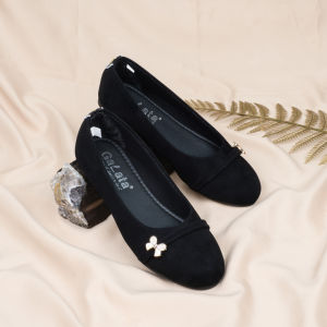Sepatu Flat Shoes Flatshoes Wanita Terbaru Karet Lentur Empuk Kekinian Black Panda Blackpanda Arza
