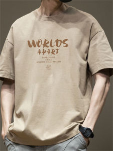 Áo Thun Nam Cổ Tròn Tay Ngắn Cotton Nguyên Chất Mùa Hè Dáng Rộng in Chữ Thời Trang Thường Ngày Mùa Hè Phong Cách Mới