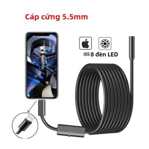 Camera Nội Soi 55mm HD720P Cho iPhone iOS Kiểm Tra Ô Tô Ống Thoát Nước Borescope Dây Mềm/cứng 1/3/5m IP68 Camera Kiểm Tra Chống Nước