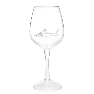 Shark Wine Glasses Red Wine Glass Grey black Shark Goblet Red Wine Glass Champagne Cup For Home Bar Restaurant Juice Glass for Housewarming Birthday Christmas Gift with Dolphin Hippocampus Starfish Inside