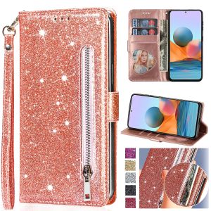 Zipper Glitter Leather Case for Samsung Galaxy A17 A16 A36 A15 A05S A14 A34 A54 A13 A23 A33 A53 A73 A52 A72 Wallet Phone Cover