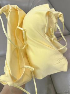 Dopamine Folded Waist Slimming Yellow Cheese Strapless Vest Women Summer Outdoor Wear with Chest Pad Short Style Top