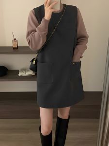 Fashionable Tweed Vest Dress Set Womens Early Autumn 2025 New High-End Style Suit Shoulder Strap Dress Elegant Long Sleeve