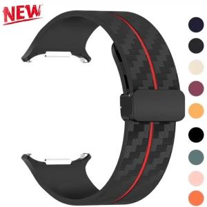 Dây Đeo Thể Thao Silicon Có Khóa Từ Tính Gấp Gọn Bằng Carbon Dành Cho Samsung Galaxy Watch 4/7 Ultra Thay Thế Dây Đeo Gốc