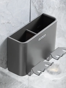 Ecoco Aluminum Toothbrush Holder Organizer with Cups Toothpaste Dispenser Minimalism Rustproof