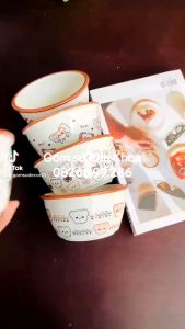 Bát Ăn Cơm Bát Chè Đĩa Sứ Chén Dĩa Sứ Dễ Thương Cute Decor Cao Cấp dáng vuông tròn xinh yêu Hoạ Tiết Gấu xinh yêu