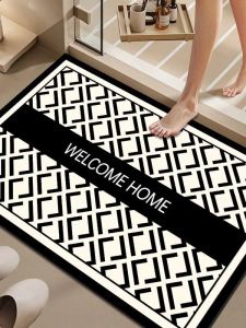 Easy to Maintain Water Absorbent Bathroom Entrance Door Mat Anti Slip Durable Square Rectangle Silica Clay Floor Rug