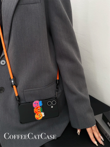 Cute round Face Foldable Phone Stand Compatible with  16 Honor 200 Huawei Mate60 Xiaomi 14 Handheld Rope Vivox200 Girl Slant Back Style Pura70