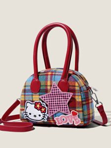 กระเป๋าถือลายสก็อตสุดน่ารักสำหรับผู้หญิง กระเป๋าถือทรงไอศกรีม กระเป๋าสะพายข้างแบบสะพายข้าง กระเป๋าถือแบบลำลอง กระเป๋าถือแบบมินิ