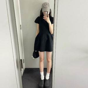 unifittoo | Stylish Petite Slimming Waist-Cinching Mini Dress Black French Style Summer New 2026