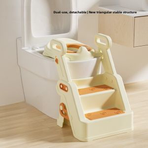 Childrens Toilet Training Seat Ring Staircase Style Boys And Girls Special Soft Pad Holder Step Stool Assistance
