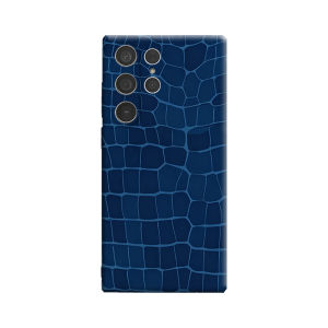 Potdemiel | Deep Blue Croc Texture Phone Case for Samsung Galaxy S26 S25 Ultra S24 S23 Ultra Plus Shockproof Double Layer Tough Back Cover