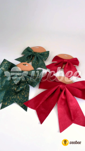 Pita Bludru Natal 15cm 25cm Hijau Maroon (V75) | Hiasan Pohon Natal