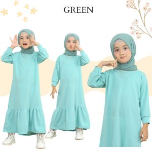 Gamis Polos - Gamis Anak Perempuan Pakaian Muslim Muslimah Anak Cewek Pakaian Dress Panjang Solehah Usia 1 sampai 12 Tahun