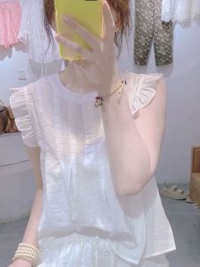 Áo Sơ Mi Ren Không Tay Phong Cách Pháp Mùa Hè 2025 Mới Cho Bé Gái Ngọt Ngào Đa Năng Áo Cánh Chống Lão Hóa Áo Cánh Thời Trang